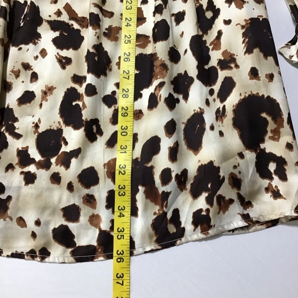 Entro Cow Print Ruffled Long Sleeve Mini Dress - Picture 13 of 16